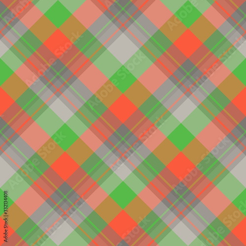 Seamless pattern in exquisite red, green and gray colors for plaid, fabric, textile, clothes, tablecloth and other things. Vector image. 2