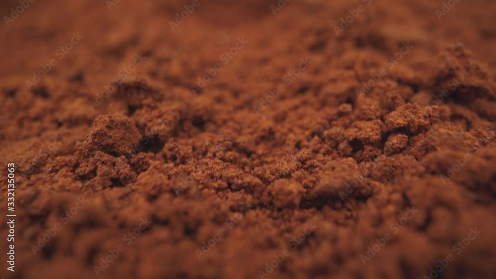 Loose coffee close-up. Loose coffee powder. Soluble coffee background close-up Loose coffee close-up. Loose coffee powder. Soluble coffee background close-up