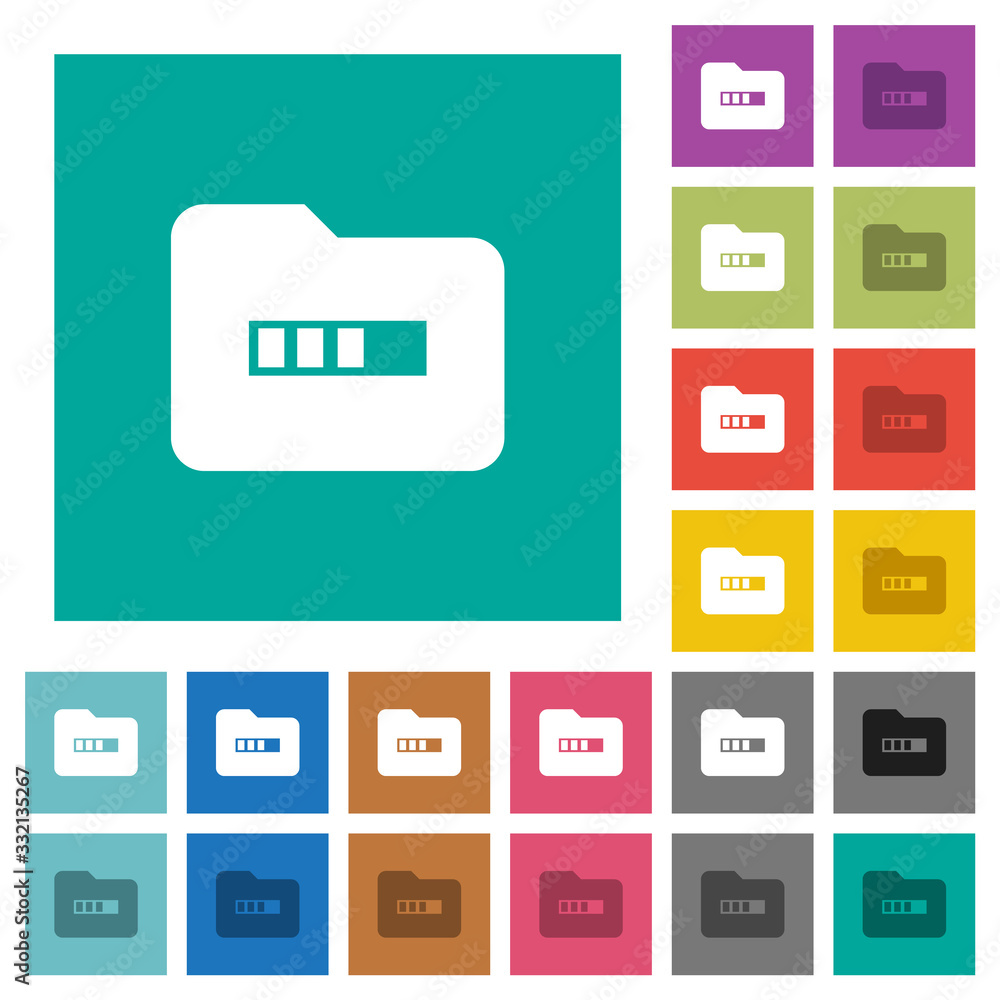 Processing folder square flat multi colored icons Processing folder square flat multi colored icons