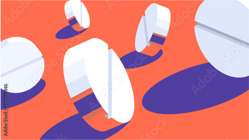 Web banner. Background with dropped pills