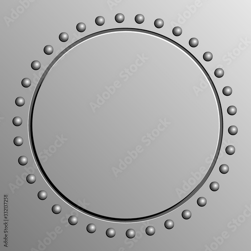 metal background with round banner and rivets