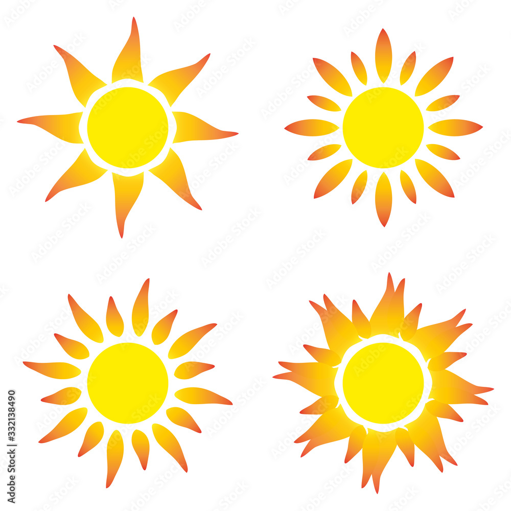 Fototapeta Flat sun icon. Sun pictogram. Trendy vector summer symbol.