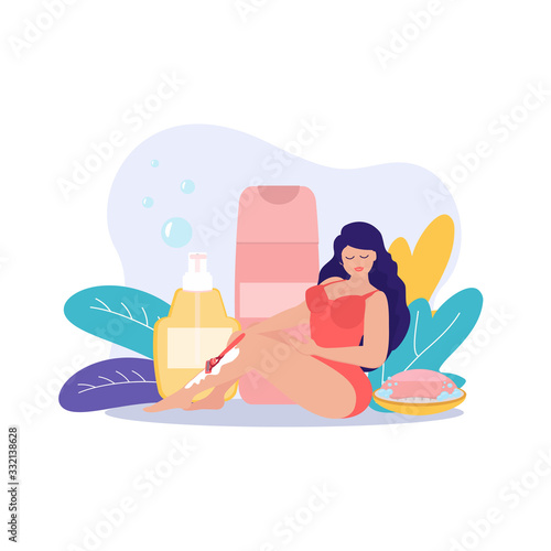 Epilation, shugaring, photoepilation, depilation and body care concept.  Vector illustration can use for landing page, web, mobile app, banner, poster, flyer