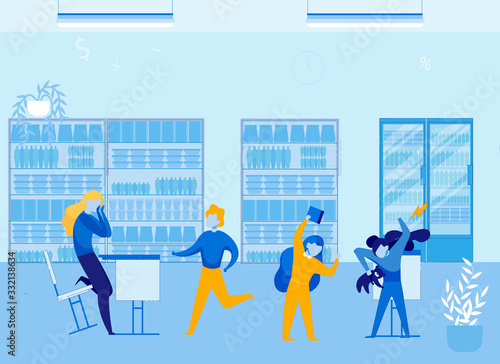 Bad Behavior and Attention Deficit Hyperactivity. Boys Behave Unsuitably and Noisy in Kindergarten and Upset Tired Nanny, Preschool Teacher. Stressed Teacher Tired From Noisy Pupils. Flat Illustration