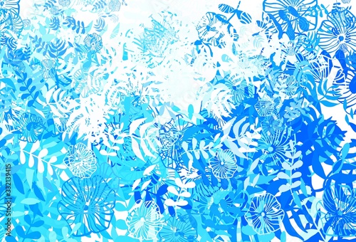 Wallpaper Mural Light BLUE vector abstract pattern with leaves, flowers. Torontodigital.ca