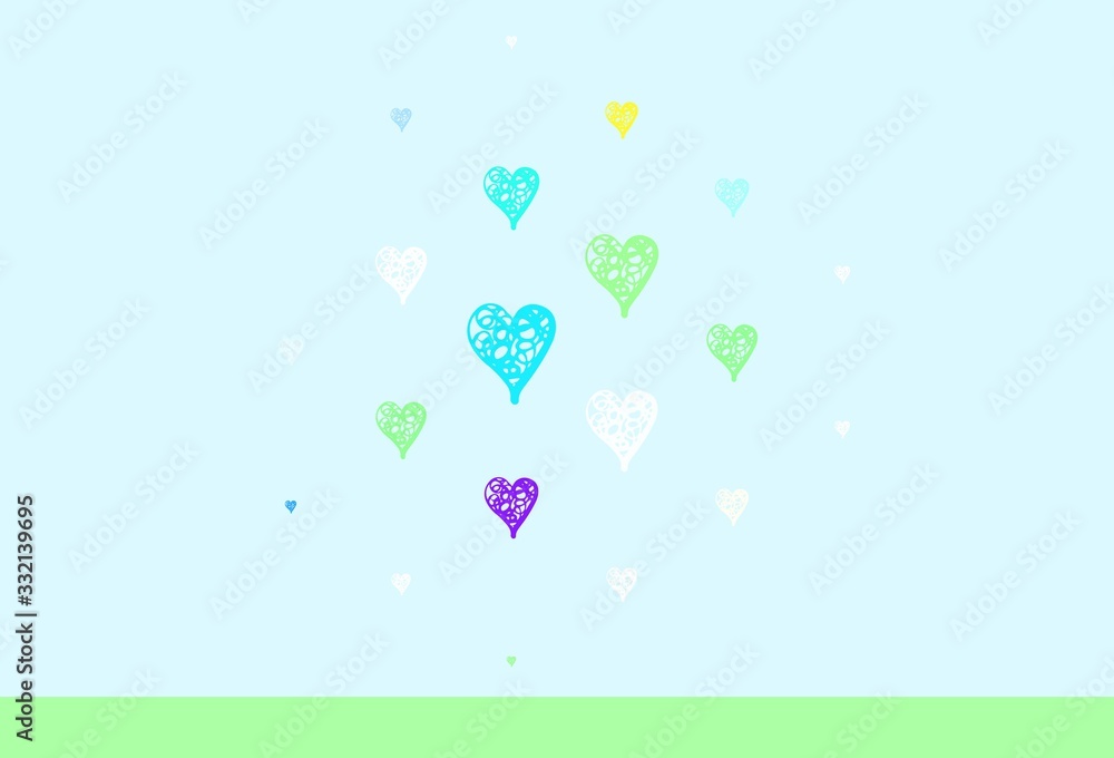 Naklejka premium Light Multicolor vector texture with lovely hearts.