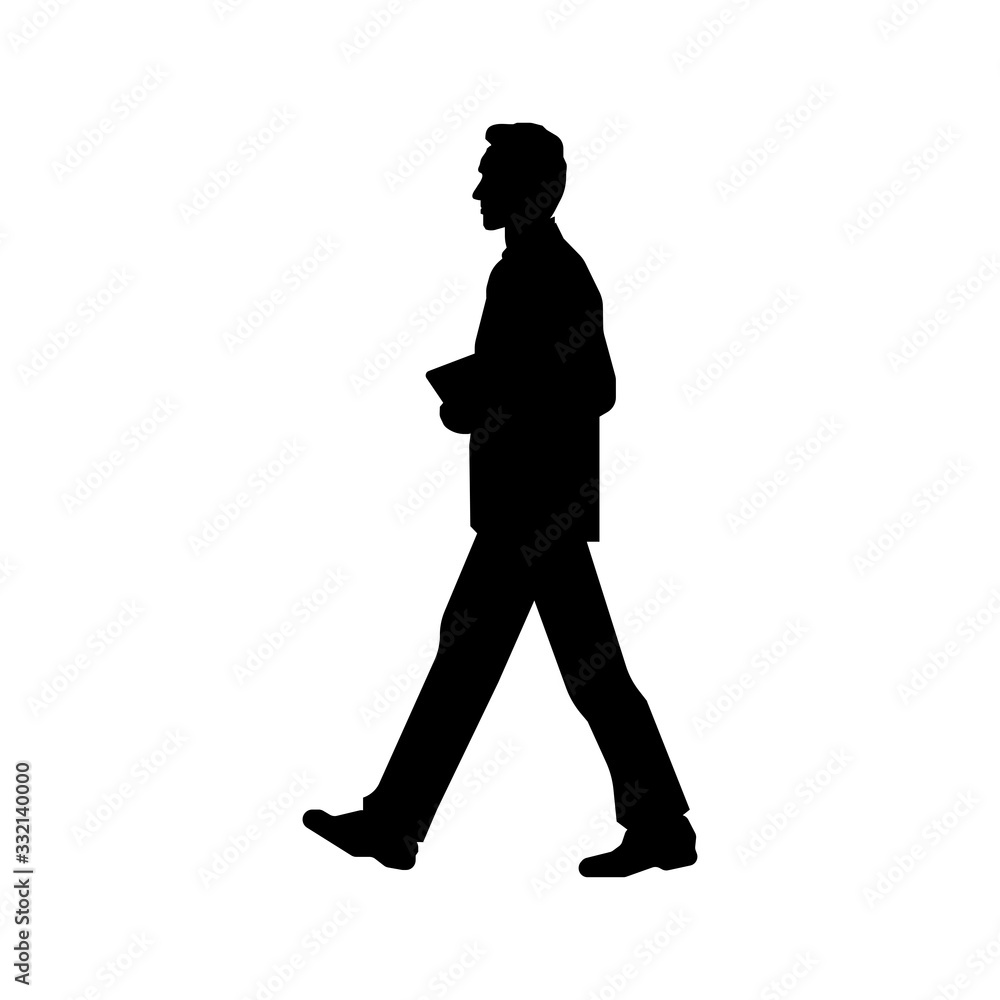Walking business person sihouette illustration (side view)
