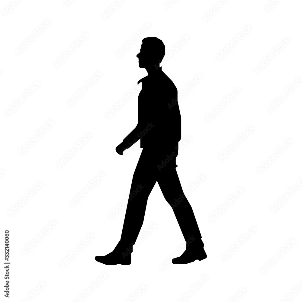 Walking male person sihouette illustration (side view)