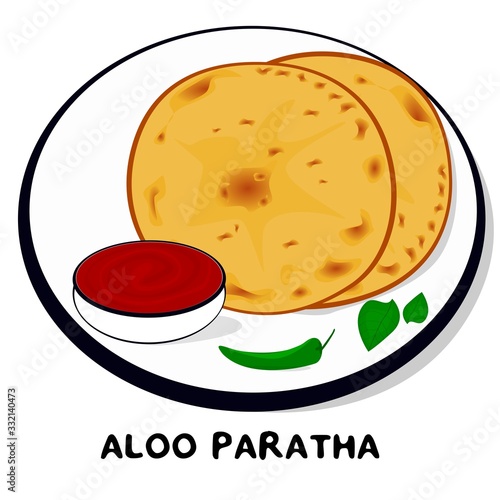 Aloo Paratha indian Punjabi food Vector