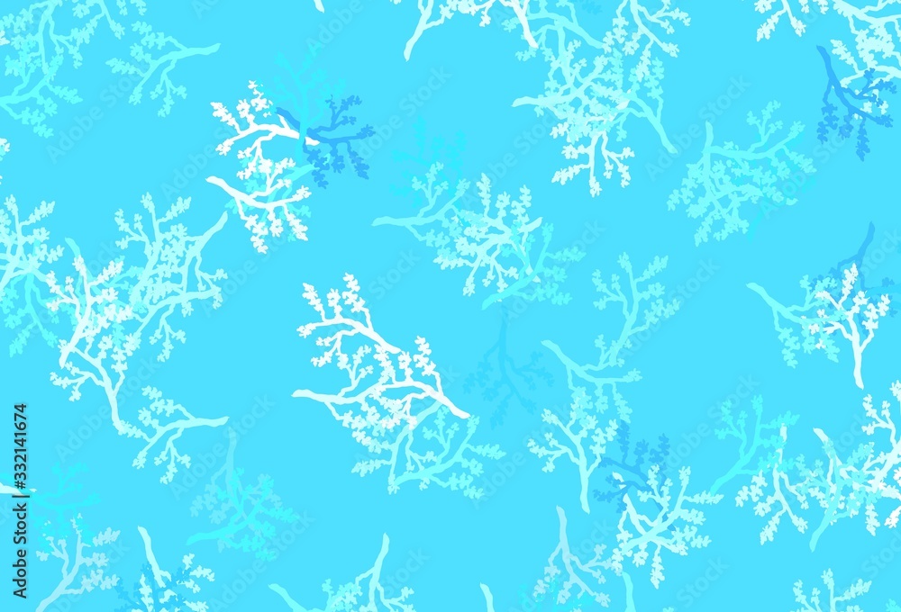 Light BLUE vector natural pattern with branches. Light BLUE vector natural pattern with branches.
