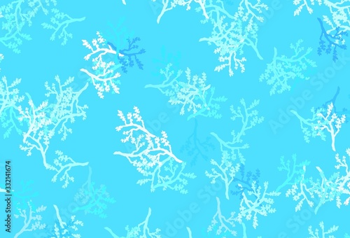 Light BLUE vector natural pattern with branches.