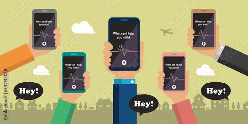 Concierge app ( personal voice assistant / siri ) vector banner illustration photo