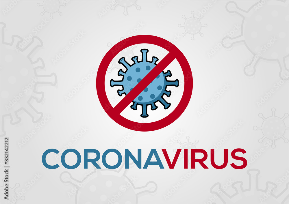 Coronavirus presentation background. Infographic, Logo, symbol, and how to prevent. STOP CORONAVIRUS Logo.