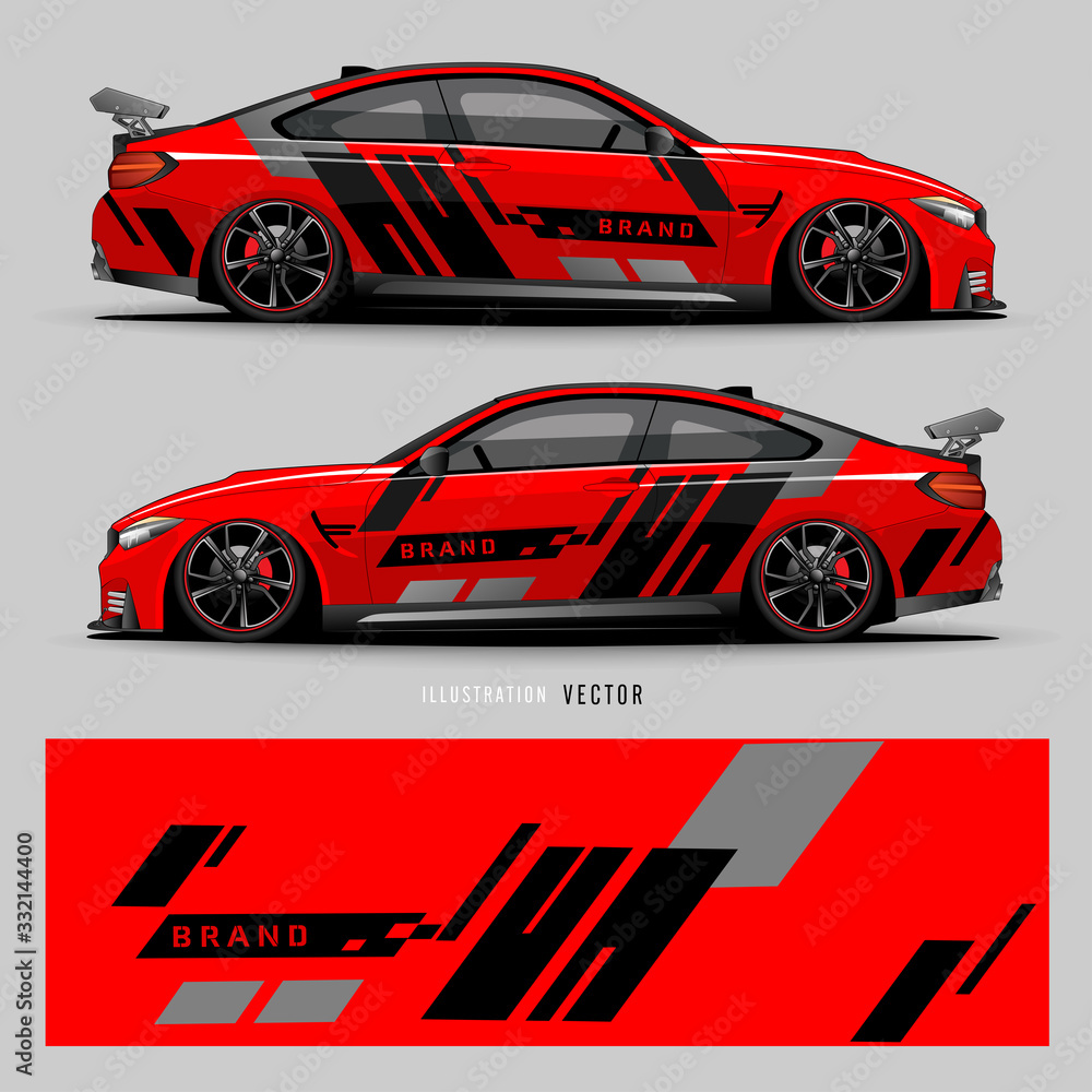 Car graphic vector. abstract lines with gray background design for vehicle vinyl wrap_20200317
