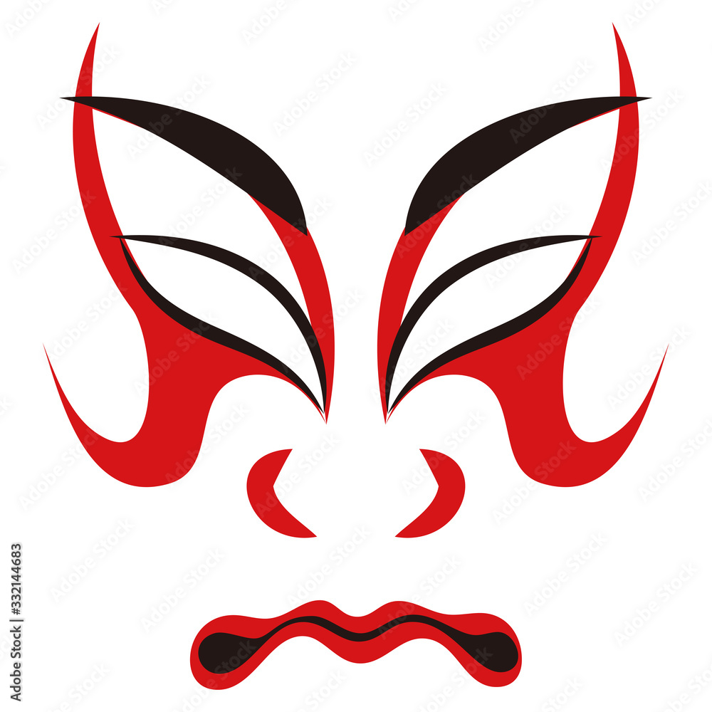 日本の伝統芸能 歌舞伎の顔のメイク 隈取り イラスト ベクター Stock Vector Adobe Stock
