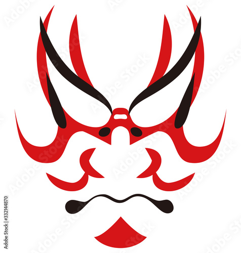 日本の伝統芸能 歌舞伎の顔のメイク 隈取り イラスト ベクター