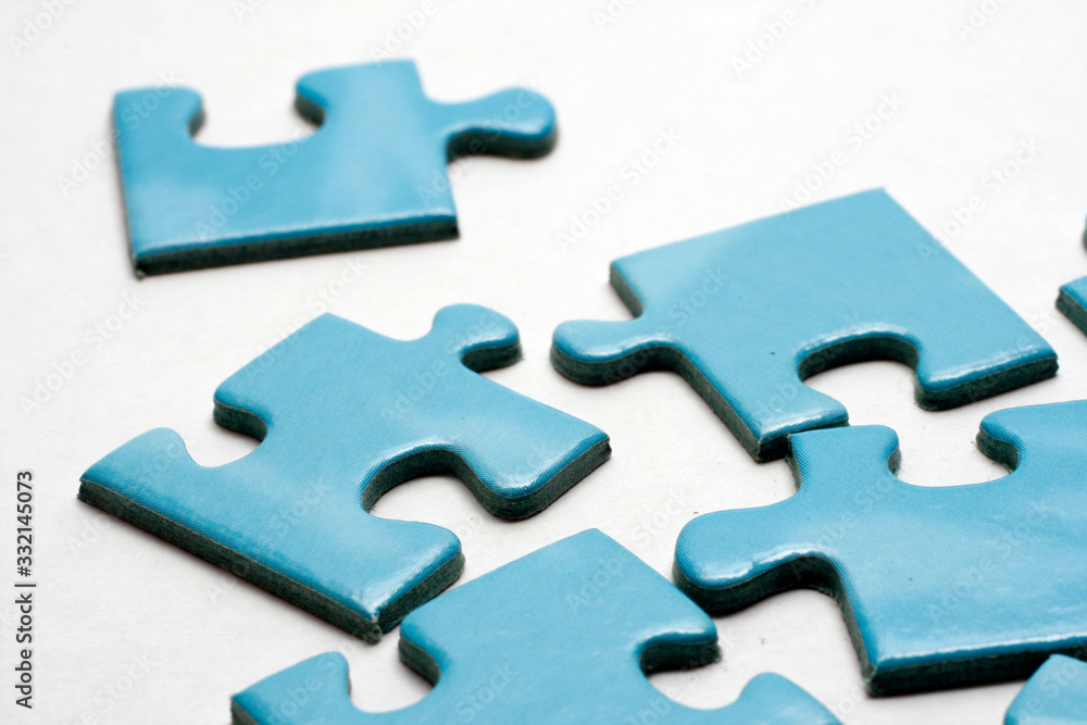 Blue puzzle pieces on white background. Blue puzzle pieces on white background.
