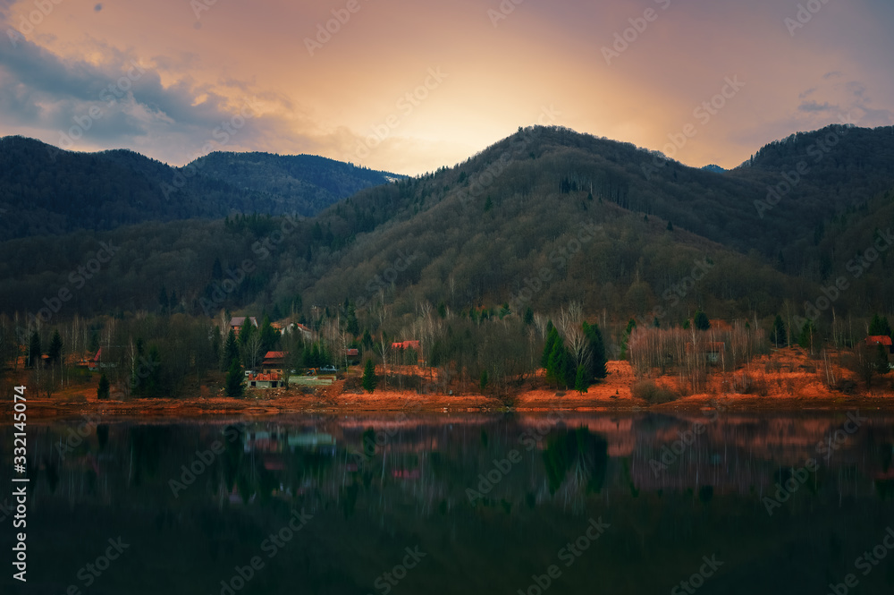 Fototapeta premium the mountain autumn landscape with colorful forest