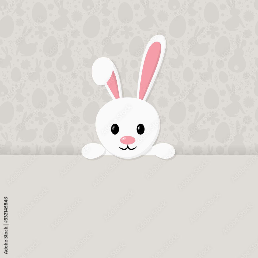 Easter background with cute bunny. Poster with copyspace. Vector Easter background with cute bunny. Poster with copyspace. Vector