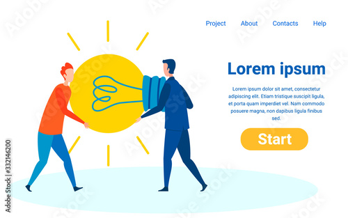 Website Designed for Collecting Feedback, Reviews. Investor, Corporate Entity Help Bring Business Idea to Life Cartoon Illustration. Social, Communal Thought-Sharing, Petition Service Website Template