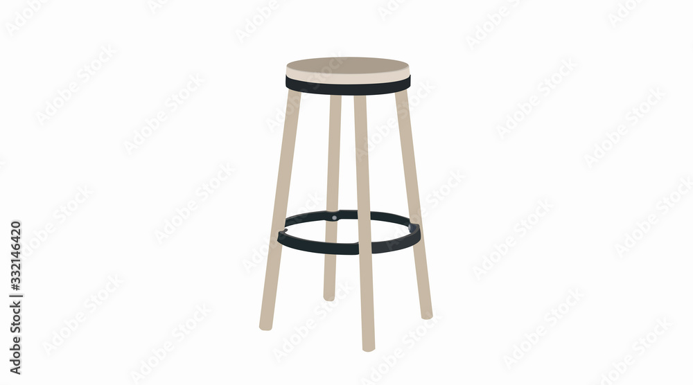 Vector Isolated Illustration of a Wooden Bar Stool Vector Isolated Illustration of a Wooden Bar Stool