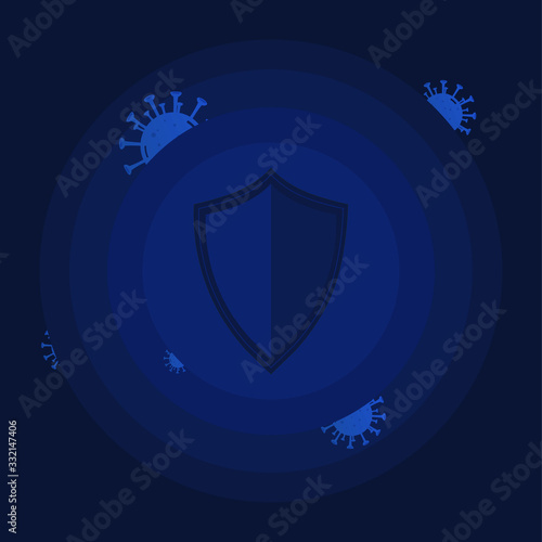 Virus protection concept with shield, guard icon