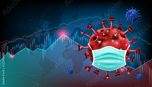 Pandemic coronavirus or covid-19 virus effect to stock market business and financial recession concept.