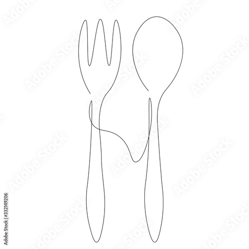 Fork and spoon drawing vector illustration