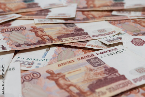 Scattered five thousandth Russian bills
