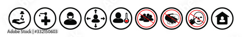 stop coronavirus icon set