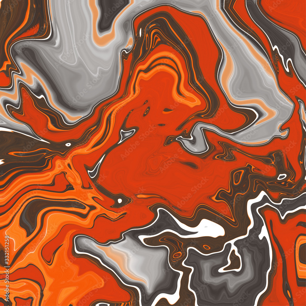 Liquid uneven marble pattern with light highlights. Abstract acrylic background. Texture of a work of art. The effect of fluid art. An abstract work of art is smeared, splattered with paint.