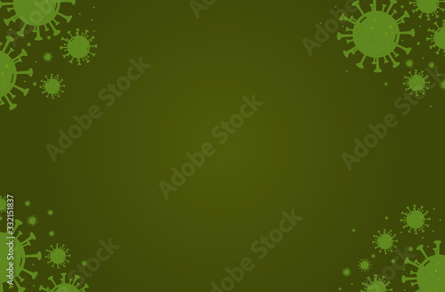 Corona Virus, Covid-19. Green corona disease bacteria pattern background