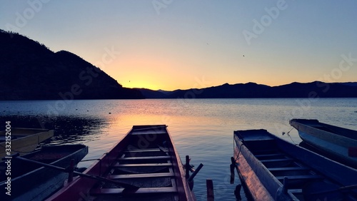 sunrise, lake, landscapes