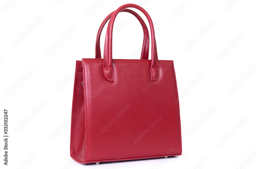 red leather hand made bag on a white background red leather hand made bag on a white background