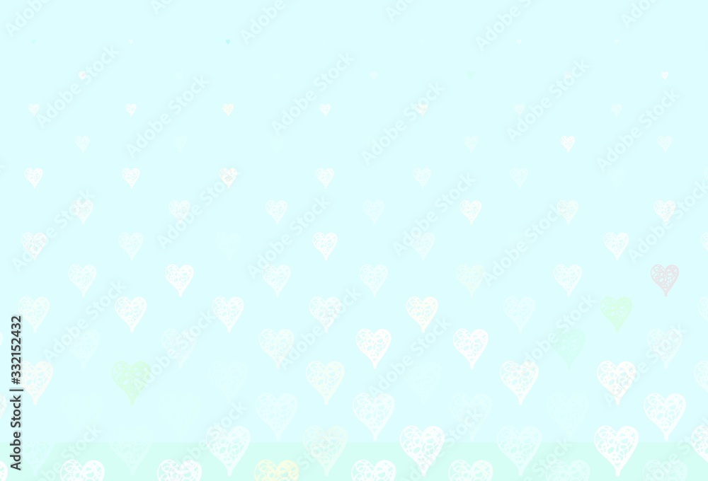 Light Blue, Yellow vector template with doodle hearts. Light Blue, Yellow vector template with doodle hearts.