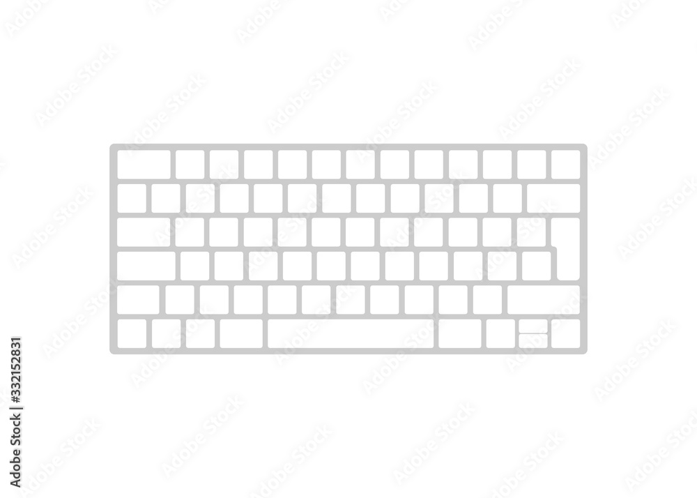 Keyboard white flat vector illustration on white background