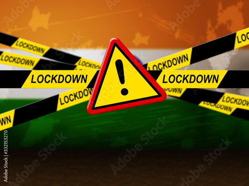 India lockdown preventing ncov epidemic or outbreak - 3d Illustration