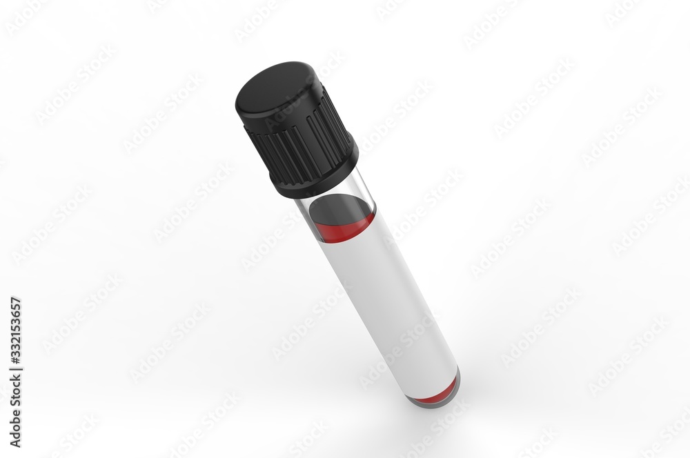 Blank Blood Collection Tube, 3d render illustration. Blank Blood Collection Tube, 3d render illustration.