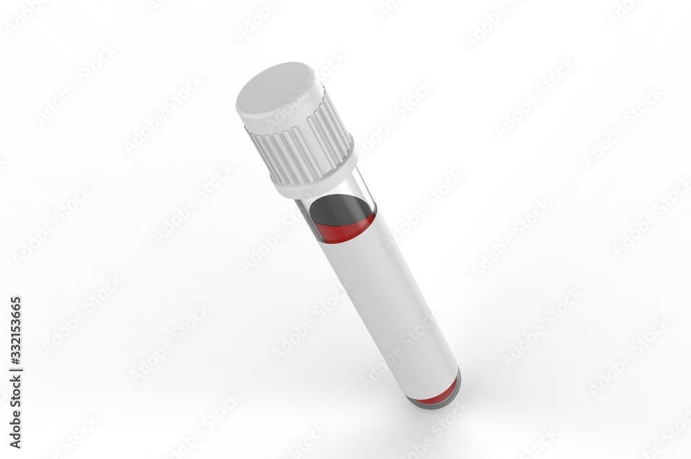 Blank Blood Collection Tube, 3d render illustration. Blank Blood Collection Tube, 3d render illustration.
