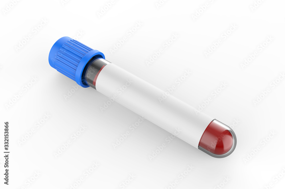 Blank Blood Collection Tube, 3d render illustration. Blank Blood Collection Tube, 3d render illustration.