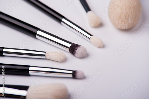 Make up brush lie on white background background