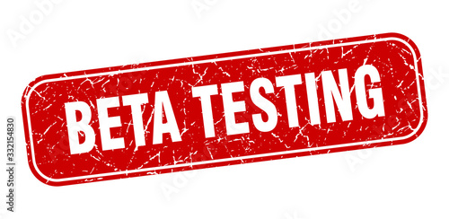 beta testing stamp. beta testing square grungy red sign.