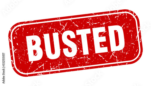 busted stamp. busted square grungy red sign.