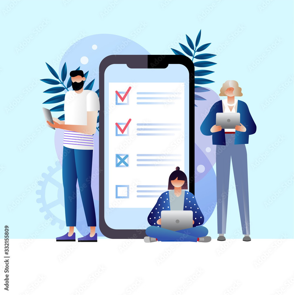 Premium Vector  Online survey illustration with people