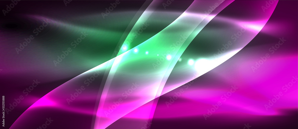 Abstract background. Shiny design neon waves with light effects, techno trendy design. Vector Illustration For Wallpaper, Banner, Background, Card, Book Illustration, landing page Abstract background. Shiny design neon waves with light effects, techno trendy design. Vector Illustration For Wallpaper, Banner, Background, Card, Book Illustration, landing page