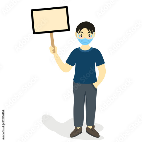 mand holding blank board