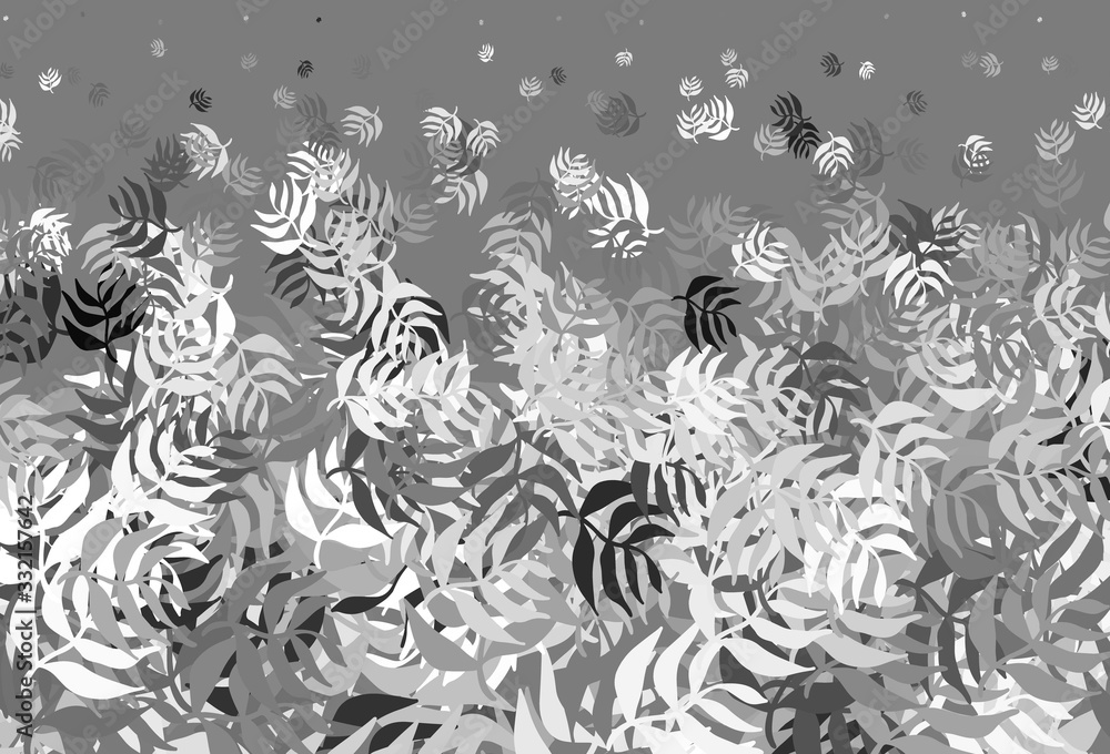 Fototapeta premium Light Gray vector doodle template with leaves.