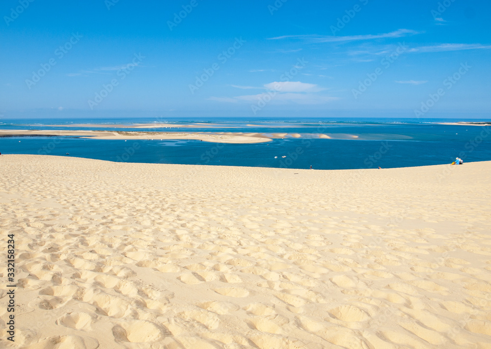 View from the Dune of Pilat, the tallest sand dune in Europe. La Teste-de-Buch, Arcachon Bay, Aquitaine, France