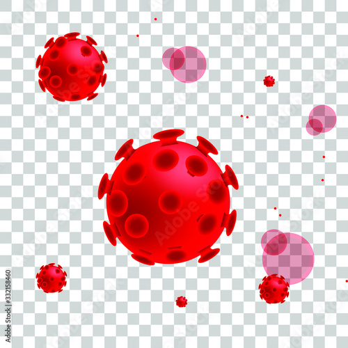 Coronavirus viruses on transparent background COVID-2019. Coronavirus outbreak. Pandemic, epidemiology concept. 2019 coronavirus coronavirus 3D background.