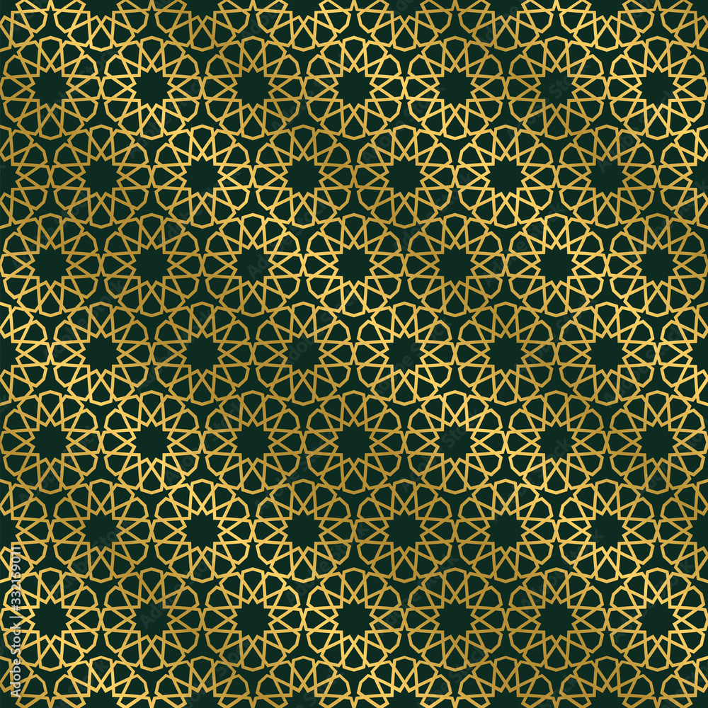 Islamic Seamless pattern luxury gold, abstract geometric arabic ornmament pattern vector editable